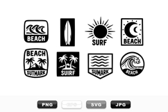 Retro Surf and Beach Badge Vector Set for Summer Product Image 1