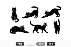 Black Cat Silhouette Vector Clipart Bundle for Crafts Product Image 1