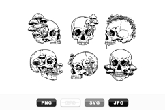 Hand Drawn Skull And Mushroom SVG Bundle For Apparel Product Image 1
