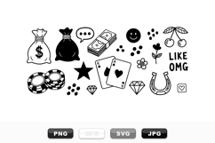 Retro Gambling Icon Clipart Set For Casino Projects Product Image 1
