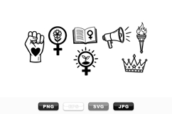 Hand Drawn Feminist Icon Clipart Set For Activism Product Image 1