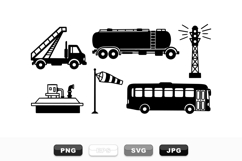 Silhouette Industrial Vehicles Vector Clipart Set Product Image 1