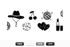 Retro Black And White Fun Icon Clipart Bundle Product Image 1