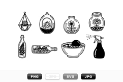 Hand Drawn Terrarium Plant Clipart Bundle Set Product Image 1