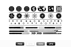 Vintage Globe Star Vector Icon Set Bundle Product Image 1