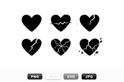 Broken Heart Cracked SVG Icon Set Bundle Product Image 1