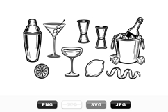 Hand Drawn Cocktail Bar Vector Clipart Bundle Product Image 1
