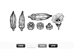 Hand Drawn Okra Vegetable Clipart Set For Organic Design Product Image 1