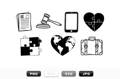 Hand Drawn Legal And Travel Icon Vector Set Product Image 1