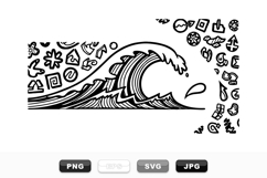 Hand Drawn Surf Wave Line Art Vector Set Product Image 1