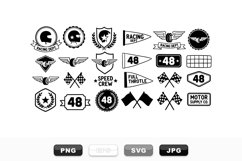 Retro Racing Badge Clipart Bundle With Helmets And Flags Product Image 1