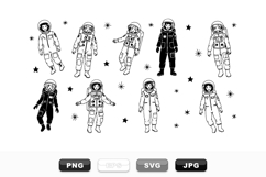 Hand Drawn Space Astronaut SVG Clipart Bundle for Kids Product Image 1