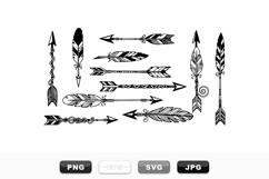 Hand Drawn Tribal Arrow Vector Clipart Set Product Image 1