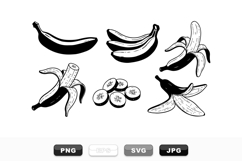 Hand Drawn Banana Fruit Clipart Vector Bundle Product Image 1