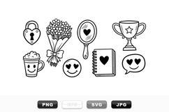Hand Drawn Love Doodle Clipart Bundle for Cards Product Image 1