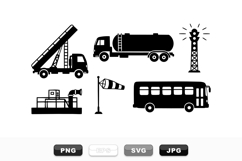 Industrial Vehicle Silhouette Vector Clipart Set For Product Image 1