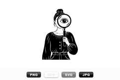 Minimalist Woman Holding Magnifying Glass Vector Set Product Image 1