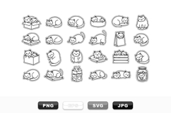 Hand Drawn Cute Cat Doodle Clipart Bundle Product Image 1