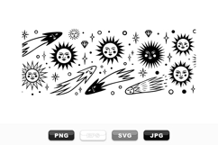 Vintage Celestial Sun And Stars Clipart Bundle Product Image 1