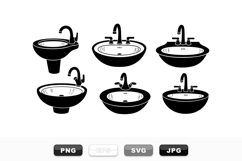 Vintage Bathroom Sink Clipart Vector Bundle Set Product Image 1