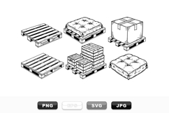 Hand Drawn Wooden Pallet And Crate Vector Set Product Image 1