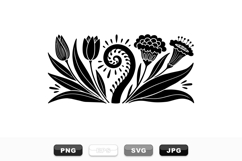 Black Vintage Floral Illustration Vector Set Product Image 1