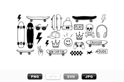 Hand Drawn Skateboard Doodle Clipart Bundle for Youth Product Image 1