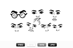 Hand Drawn Facial Expressions Vector Set Bundle Product Image 1