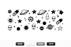 Hand Drawn Space Doodle Clipart Vector Bundle Product Image 1