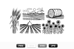 Hand Drawn Rustic Farm Scene Vector Bundle Product Image 1