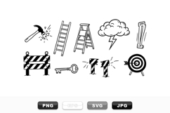 Hand Drawn Construction Tools Icon Bundle Set Product Image 1