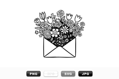 Hand Drawn Floral Envelope Clipart Set for Crafts Product Image 1