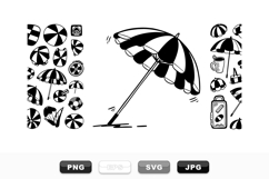 Vintage Black and White Beach Umbrella Clipart Bundle Product Image 1