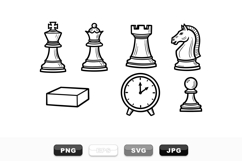 Hand Drawn Chess Pieces Vector SVG Pack Product Image 1
