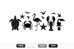 Ocean Wildlife Silhouette Vector Clipart Bundle Set Product Image 1