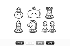 Hand Drawn Cute Chess Pieces SVG Bundle Product Image 1