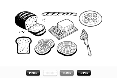 Hand Drawn Bread And Butter Clipart Set For Kitchen Product Image 1