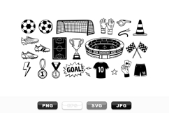 Black Line Art Soccer Sport Icon Clipart Bundle Product Image 1