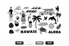 Hand Drawn Hawaiian Tropical Surf Clipart Bundle Product Image 1