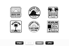 Retro Surf Badge Vector Pack For T-Shirt Logos Product Image 1