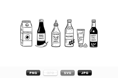 Hand Drawn Condiment Bottle SVG Clipart Bundle Product Image 1