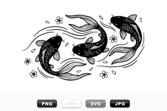Black Koi Fish Vector Lineart Bundle For Crafts Product Image 1