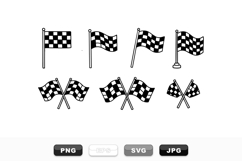 Vintage Checkered Racing Flag Clipart Bundle Set Product Image 1
