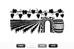Vintage Vineyard Clipart Bundle With Grapes And Barrels Product Image 1