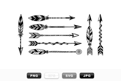 Hand Drawn Tribal Arrow Vector Clipart Set Product Image 1