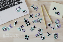 Y2K Holographic Stickers Bundle SVG, PNG Product Image 2