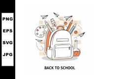 School backpack with stationery and paper planes back to sch Product Image 1