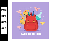 School backpack with art supplies paint palette and science Product Image 1