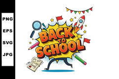 Back to school education theme with colorful objects and fly Product Image 1