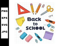 Back to school supplies with pencils scissors sticky notes a Product Image 1
